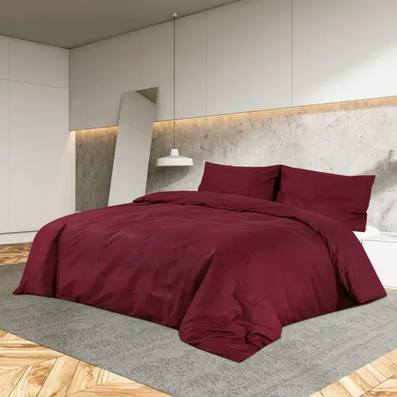 vidaXL Sengetøj 200x200 cm Bomuld Bordeaux
