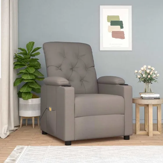 vidaXL Massagestol Stof Gråbrun