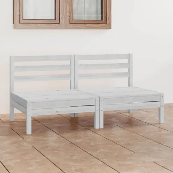 vidaXL 2-personers havesofa i massivt fyrretræ, hvid