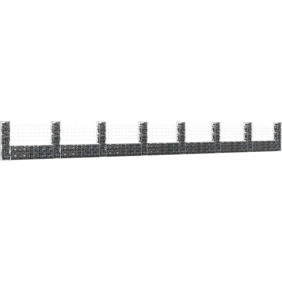 vidaXL Gabionkurv 860x20x100 cm med 8 stolper, U-facon jern