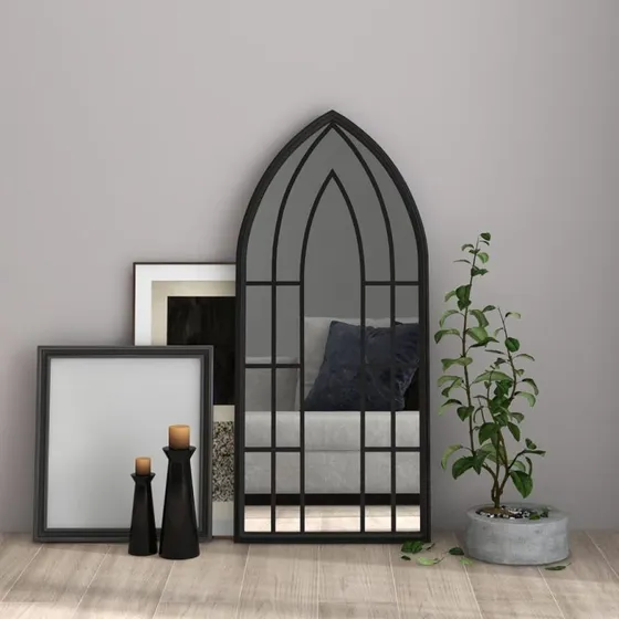 vidaXL Spejl 100x45 cm Jern Sort