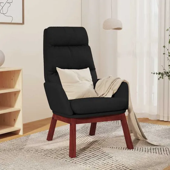 vidaXL Lænestol Stof Sort med Metalstel og Gummitræben