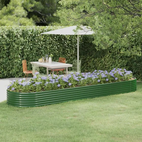 vidaXL Plantekasse 396x100x36 cm galvaniseret stål grøn
