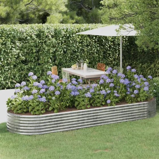 vidaXL plantekasse 322x100x36 cm galvaniseret stål sølv