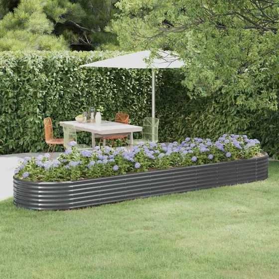 vidaXL Plantekasse 396x100x36 cm galvaniseret stål antracitgrå