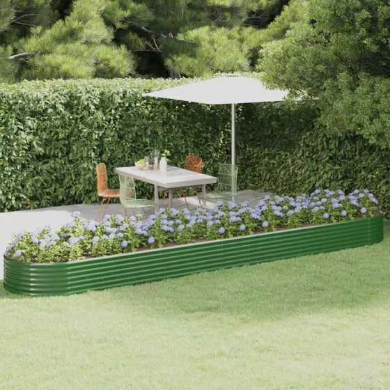 vidaXL Plantekasse 507x100x36 cm galvaniseret stål grøn