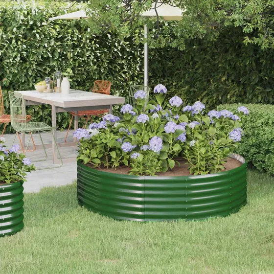 vidaXL Plantekasse 140x140x36 cm galvaniseret stål grøn