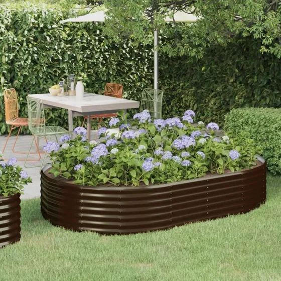 vidaXL Plantekasse 214x140x36 cm galvaniseret stål brun