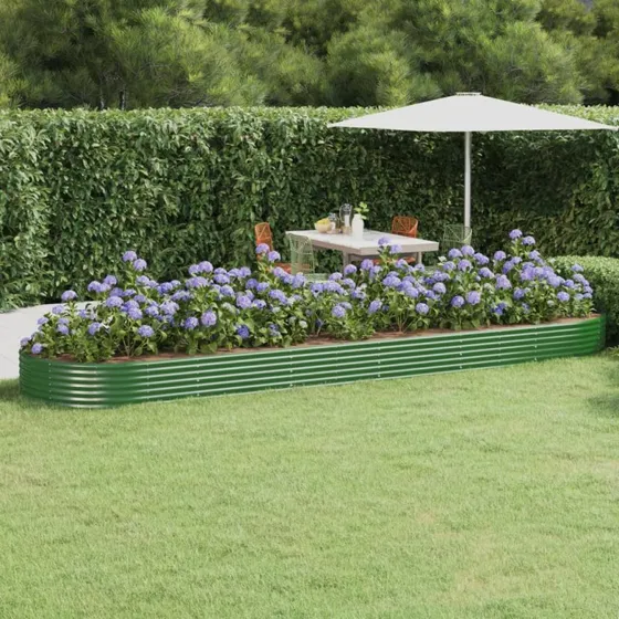 vidaXL plantekasse 523x140x36 cm galvaniseret stål grøn