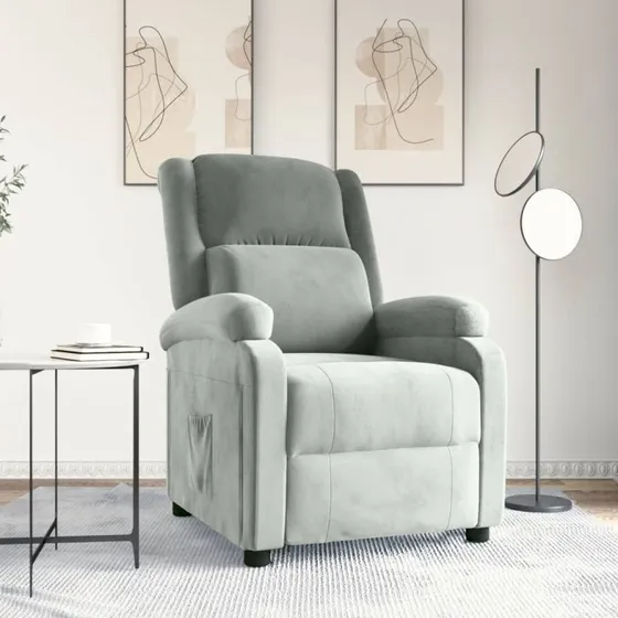 vidaXL Lænestol Velour Lysegrå