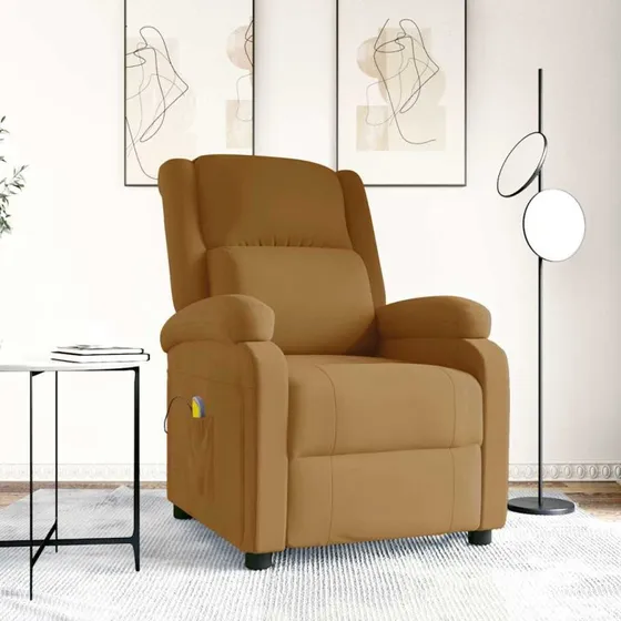 vidaXL Massagestol Velour Brun