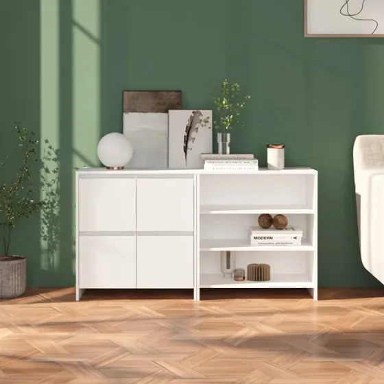 vidaXL Skænk 2 dele konstrueret træ hvid 70x40,5x75 cm
