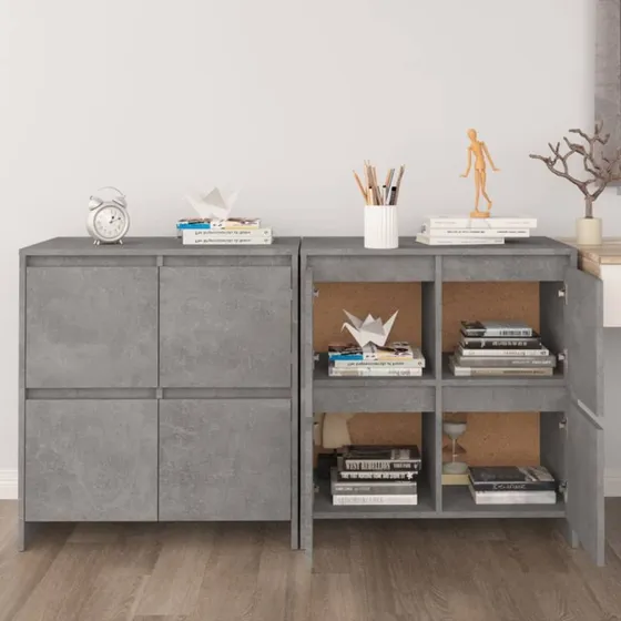 vidaXL Skænke 2 stk. 70x41x75 cm konstrueret træ betongrå