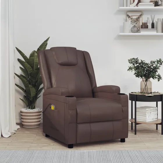 vidaXL massagestol kunstlæder brun
