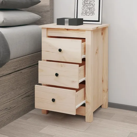 vidaXL Sengebord 40x35x61,5 cm massivt fyrretræ