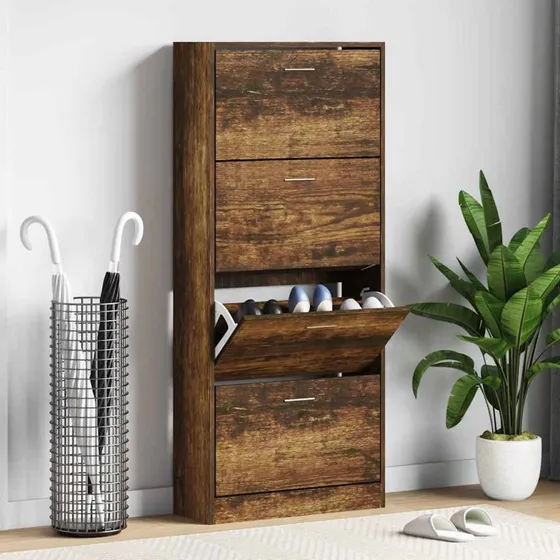 vidaXL Skoskab 63x24x147 cm Røget Egetræ