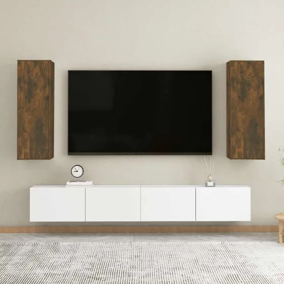 vidaXL 2 stk. tv-skabe 30,5x30x90 cm røget egetræ