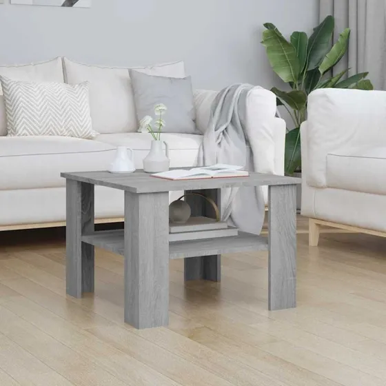 vidaXL sofabord 60x60x42 cm grå sonoma-eg konstrueret træ
