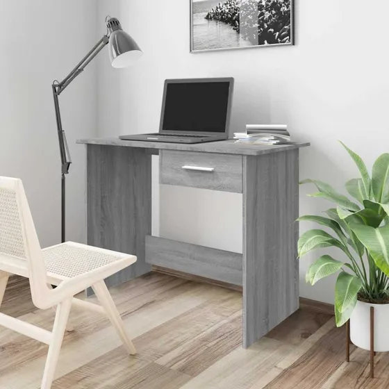 vidaXL Skrivebord 100x50x76 cm grå Sonoma-eg konstrueret træ