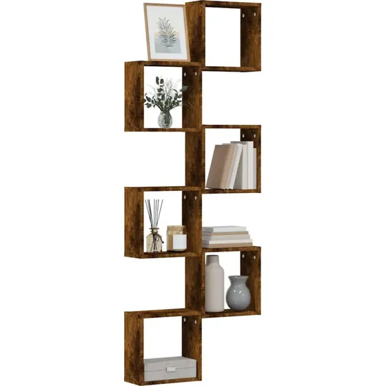 vidaXL 6 stk. væghylder 30x15x30 cm røget egetræ kubeformet