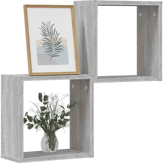 vidaXL Væghylder 2 stk. 30x15x30 cm grå sonoma-eg