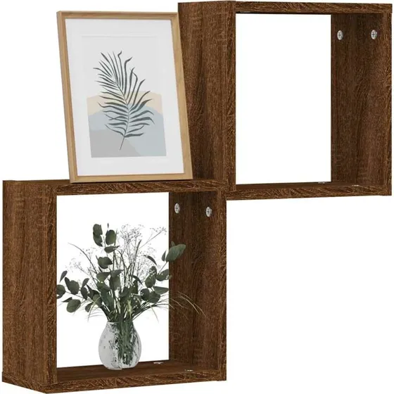 vidaXL Væghylder 2 stk. 30x15x30 cm Kubeformet Brun Egetræ
