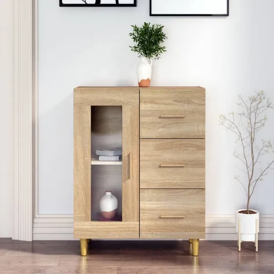 vidaXL Skænk 69,5x34x90 cm Konstrueret Træ Sonoma-Eg