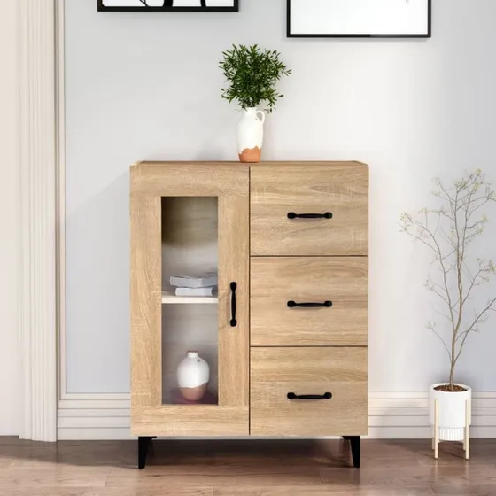 vidaXL Skænk 69,5x34x90 cm Konstrueret Træ Sonoma-eg