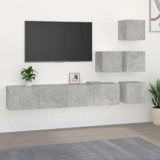 vidaXL Væghængt tv-bord 37x37x72 cm konstrueret træ betongrå