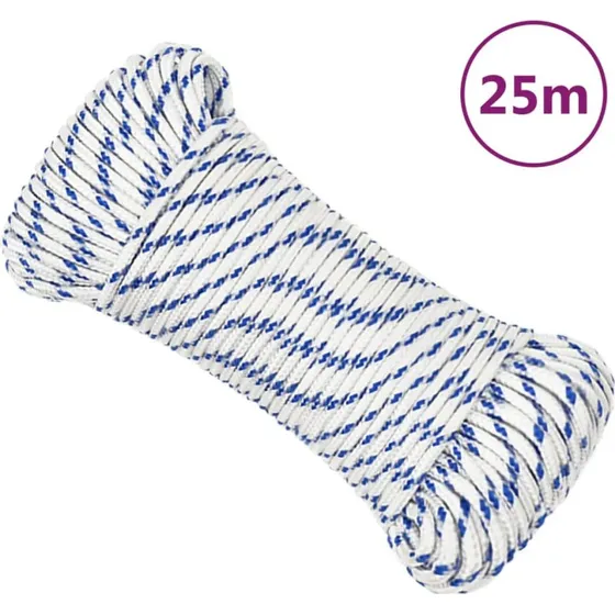 vidaXL Tovværk 5 mm 25 m hvid polypropylen
