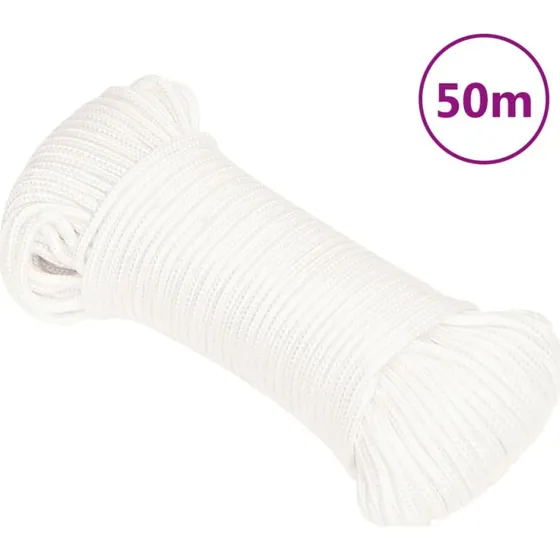 vidaXL Tovværk 4 mm 50 m hvid polypropylen