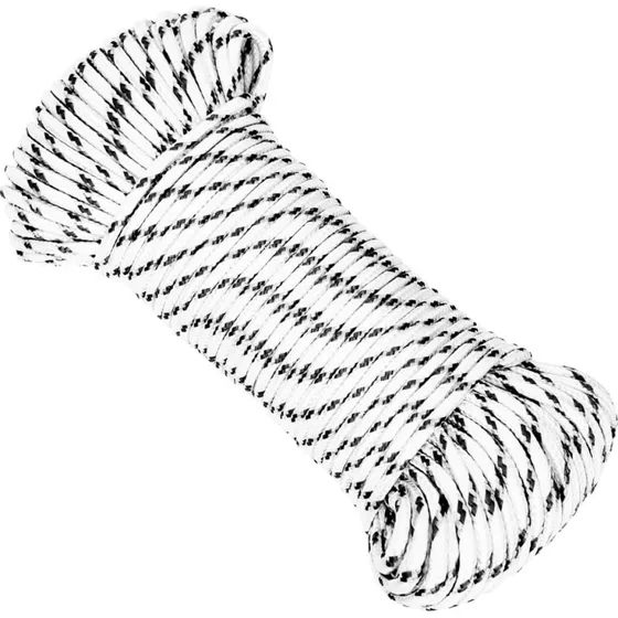 vidaXL flettet tovværk 5 mm x 250 m hvid polyester