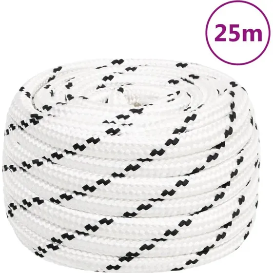 vidaXL arbejdsreb 20 mm, 25 m, hvid, polyester