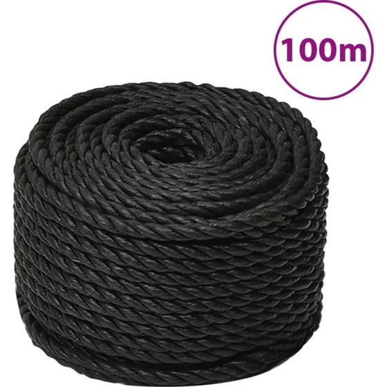 vidaXL arbejdsreb 12 mm 100 m sort