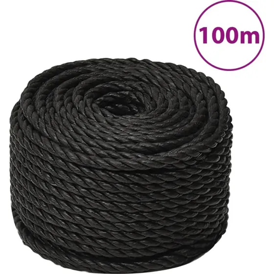 vidaXL arbejdsreb 16 mm 100 m sort