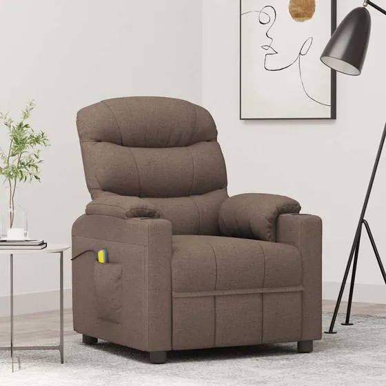 vidaXL Massagestol Stof Gråbrun