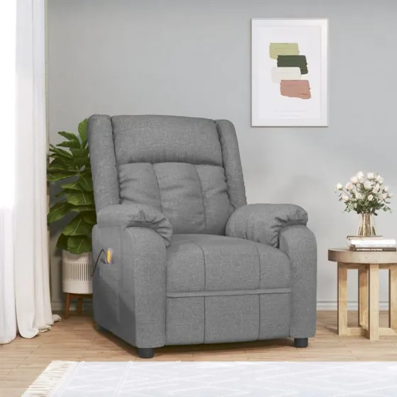 vidaXL Massagestol Stof Lysegrå