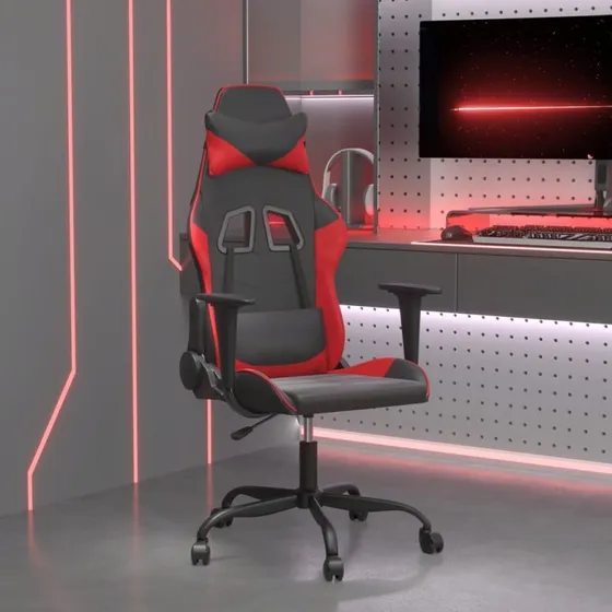 vidaXL Gamingstol med Massagefunktion, Kunstlæder Sort/Rød