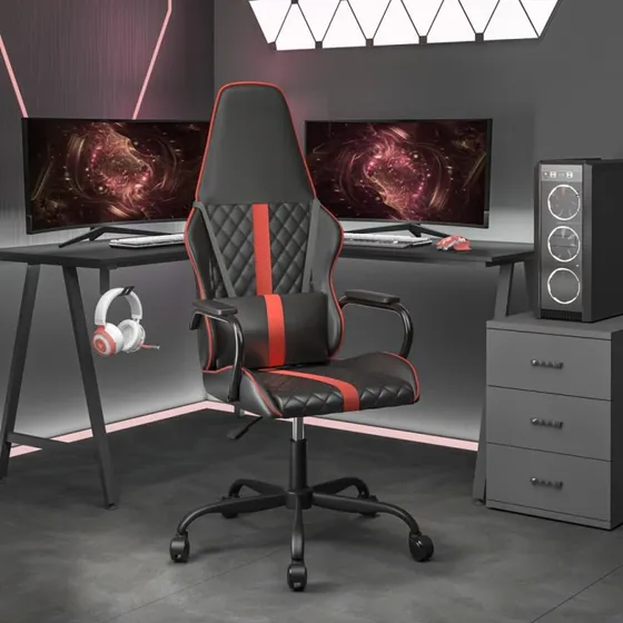 vidaXL Gamingstol med Massagefunktion, Rød og Sort, Kunstlæder