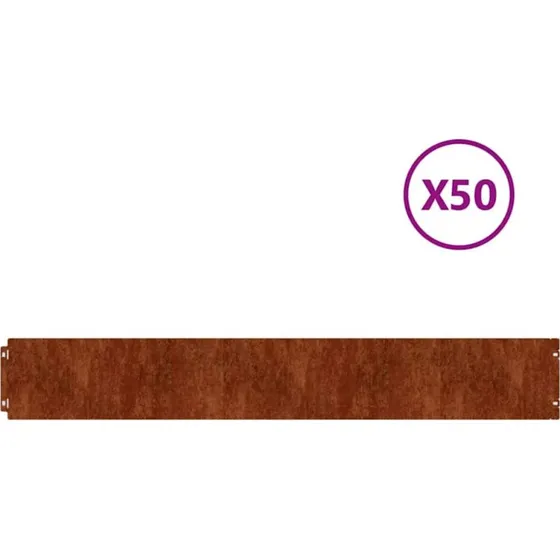 vidaXL 50 stk. plænekanter 15x103 cm fleksibel cortenstål