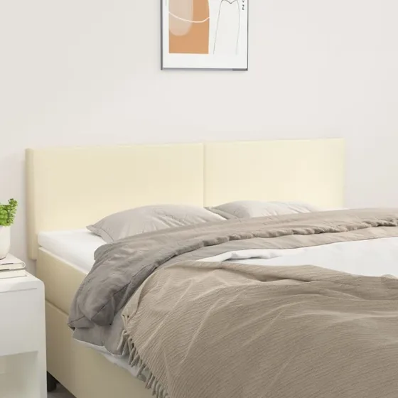 vidaXL Sengegavle 144x5x78/88 cm Kunstlæder Cremefarvet