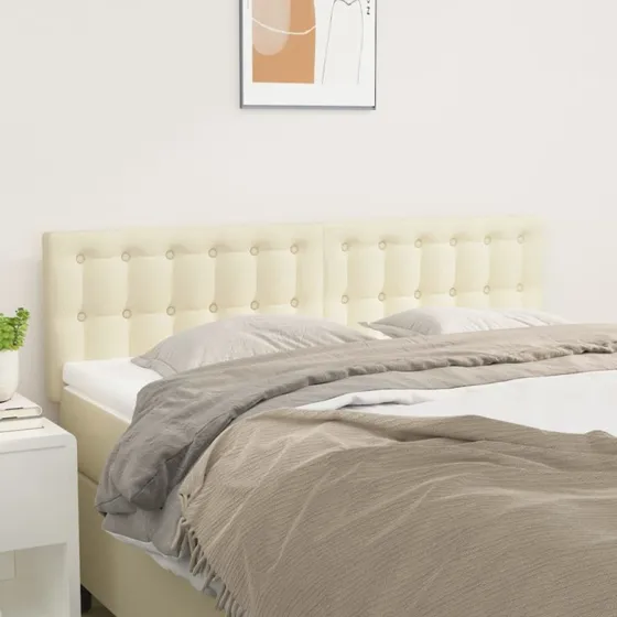 vidaXL Sengegavle 144x5x78/88 cm Kunstlæder Cremefarvet