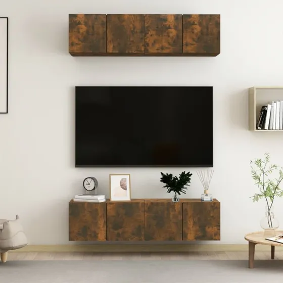 vidaXL Vægskabe 4 stk. 60x30x30 cm røget egetræsfarve