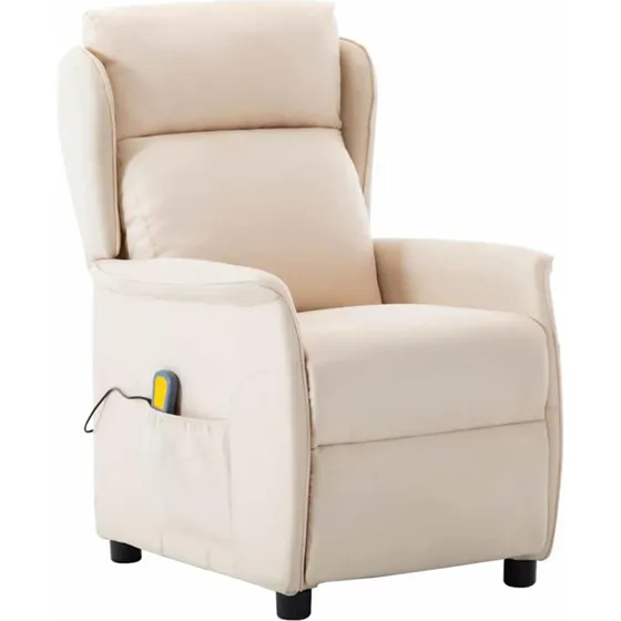 vidaXL Massagestol med pude, Creme, 93,5 x 67,5 x 101,5 cm