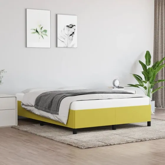 vidaXL Sengeramme Grøn 140x190 cm Stof
