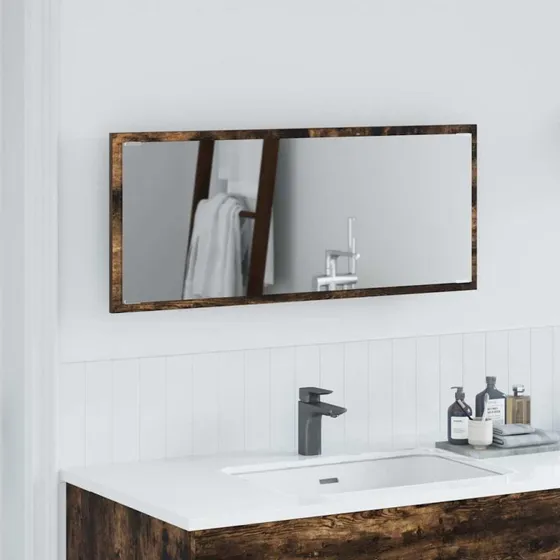 vidaXL Røget Eg Spejl 90 x 8,5 x 37 cm Vægmonteret Træ
