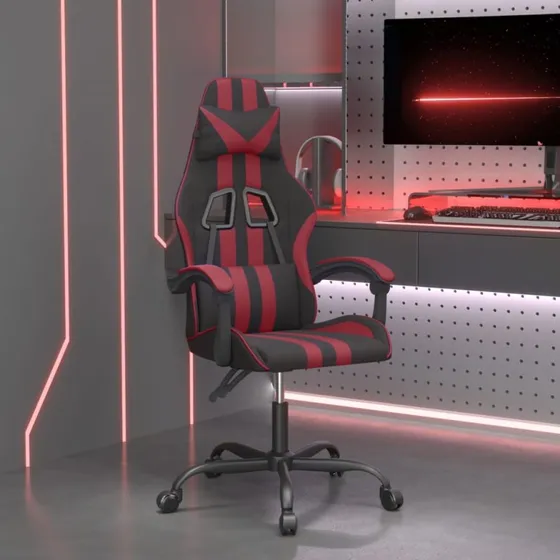 vidaXL drejelig gamingstol kunstlæder sort vinrød