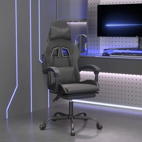 vidaXL drejelig gamingstol med fodstøtte, sort