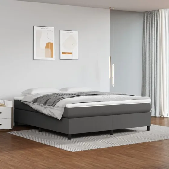 vidaXL Boxspring sengeramme 160x200 cm grå kunstlæder