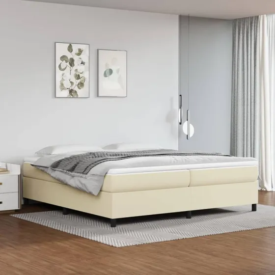 vidaXL Boxspring sengeramme 200x200 cm cremefarvet kunstlæder